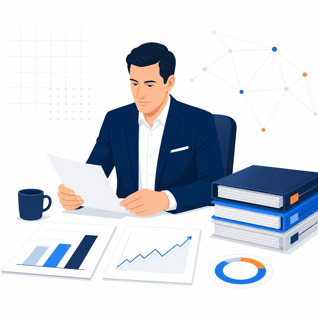 Business owner preparing financial information for a sale