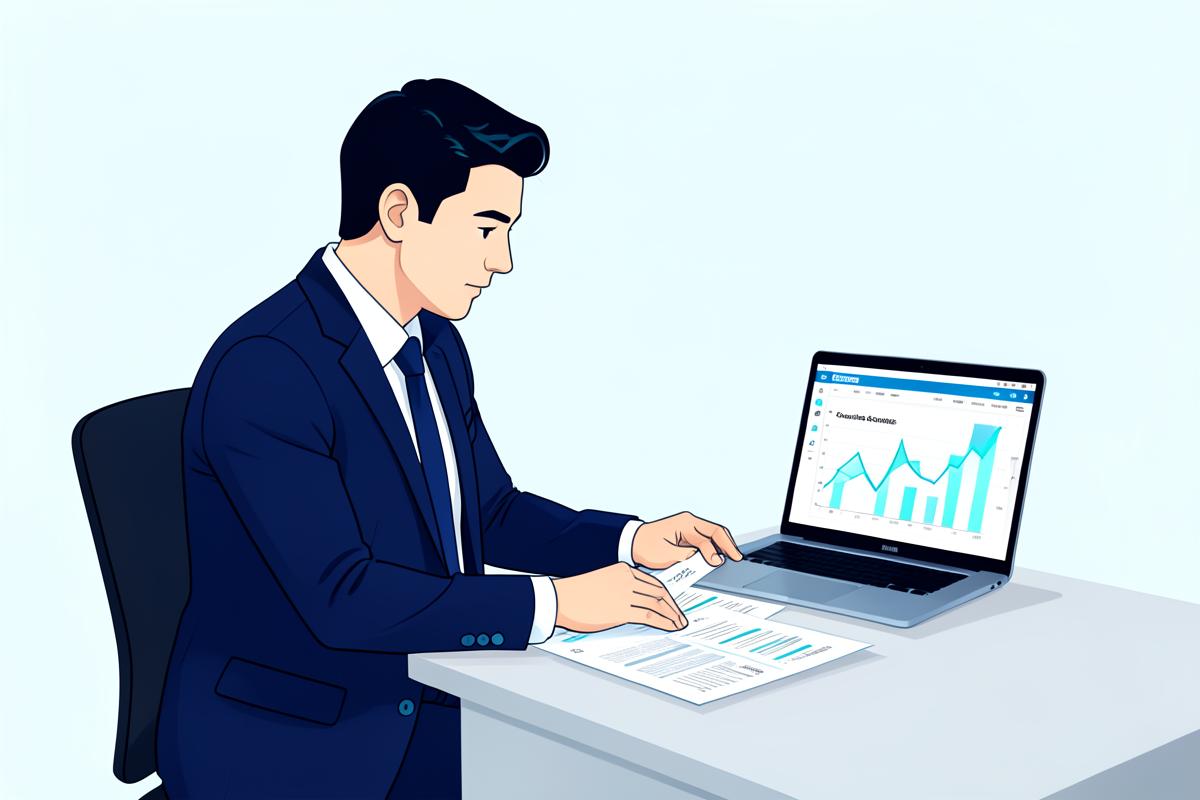 Professional reviewing business financial information